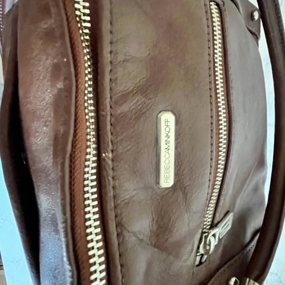 NWOT Rebecca Minkoff Studded Leather Satchel Brown Burgundy - Picture 3 of 6